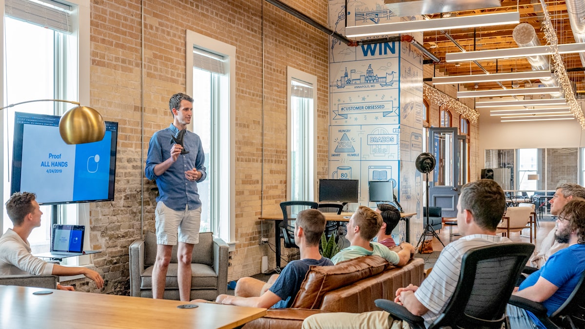 Group discussion around a conference table